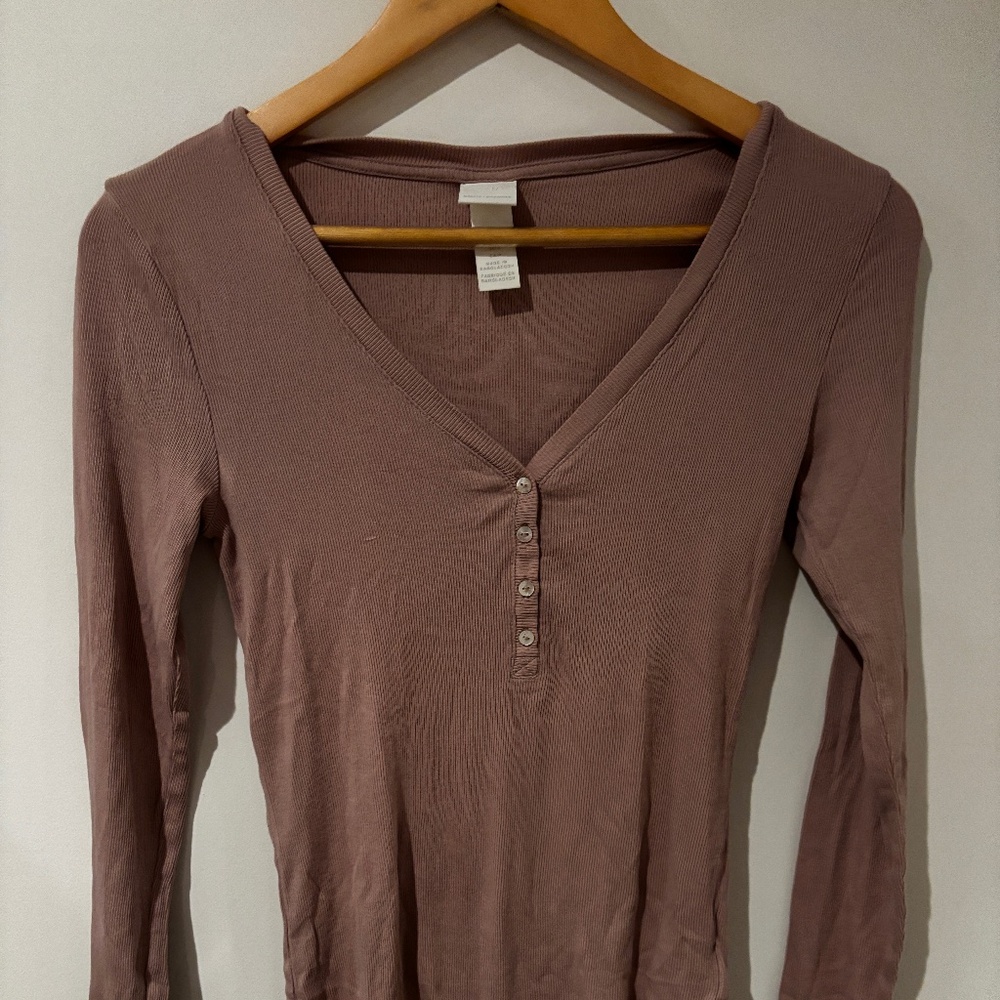 H&M Long Sleeve Dusty Rose Shirt